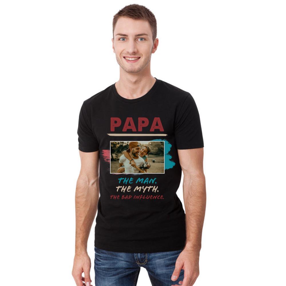 Custom Photo T-shirt Papa The Man The Myth - MyPhotoSocksAU