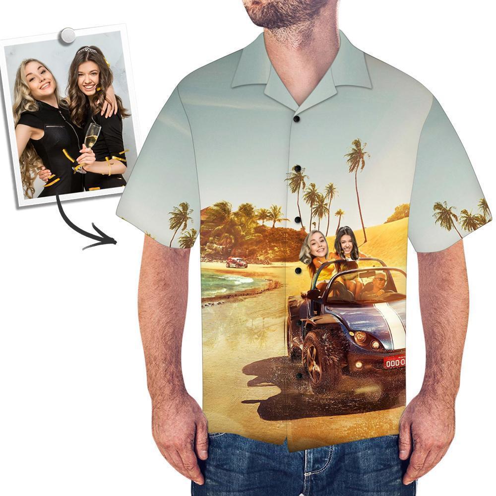 Custom Face Hawaiian Shirt Men's All Over Print Shirt - MyPhotoSocksAU