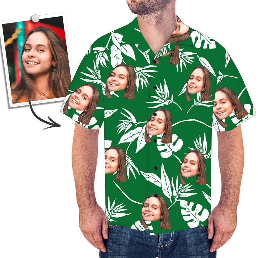 Custom Face Green Hawaiian Shirt - MyPhotoSocksAU