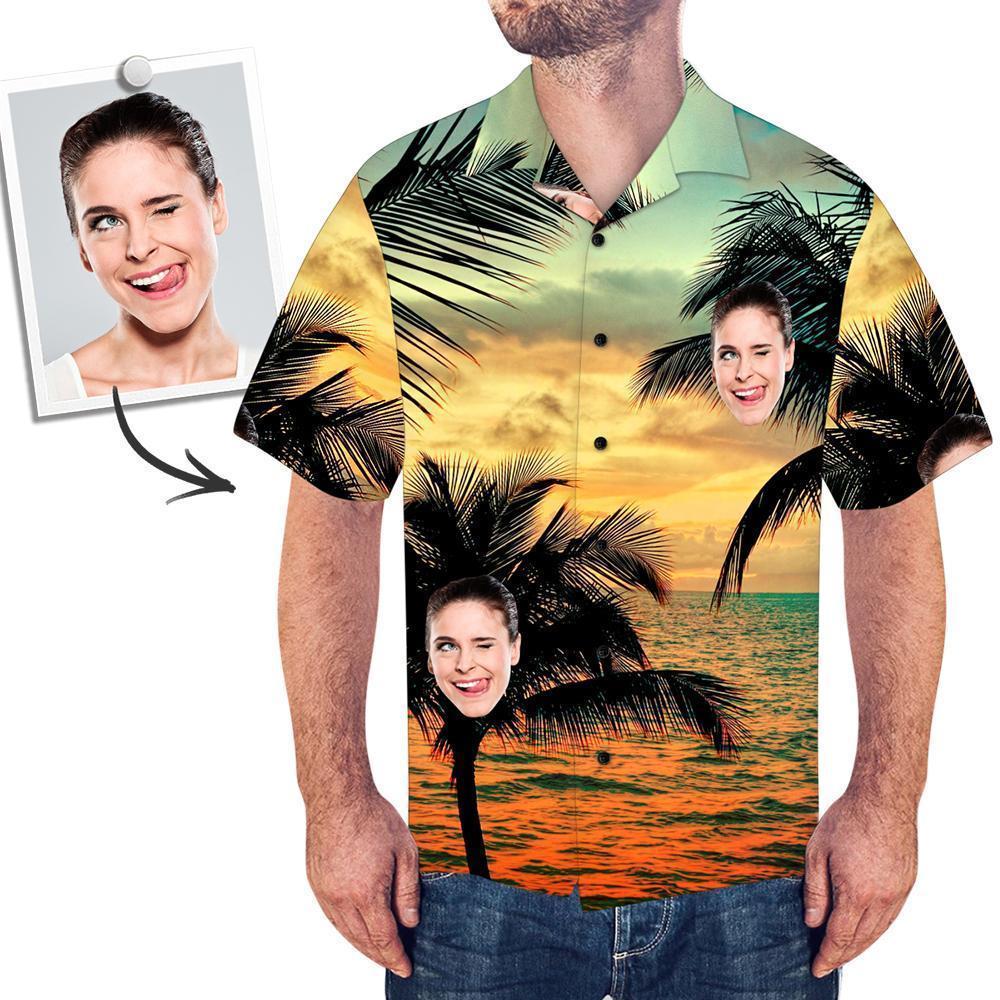 Custom Face Men's Tropical style Hawaiian Shirt Sunset - MyPhotoSocksAU