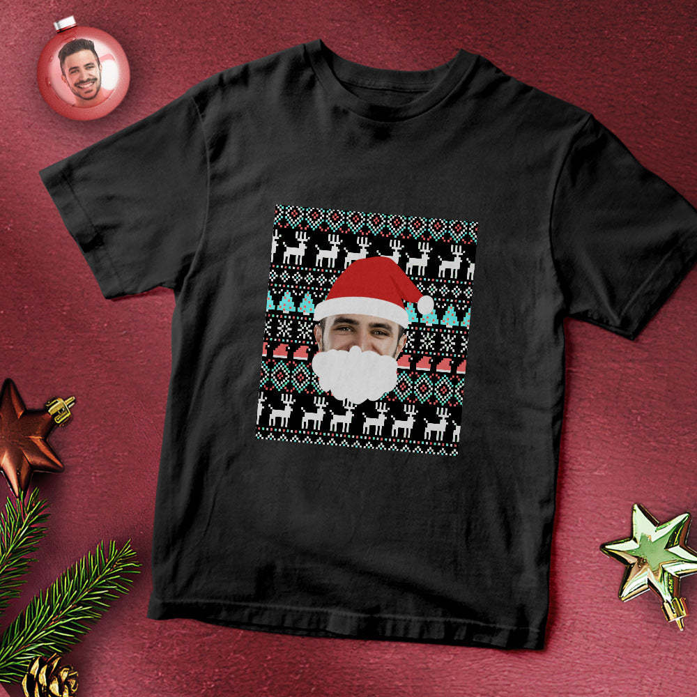 Custom Face T-shirt Santa Christmas Gifts - My Photo Socks AU