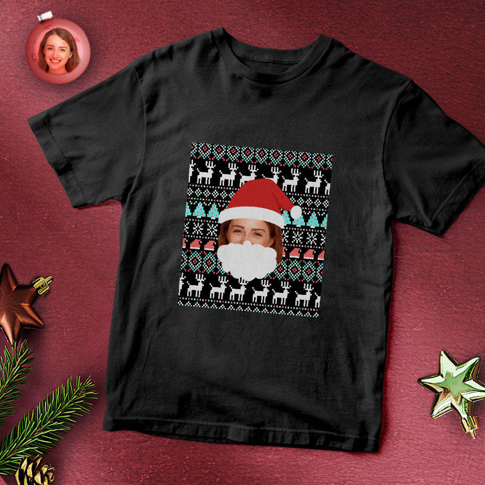 Custom Face T-shirt Santa Christmas Gifts - My Photo Socks AU