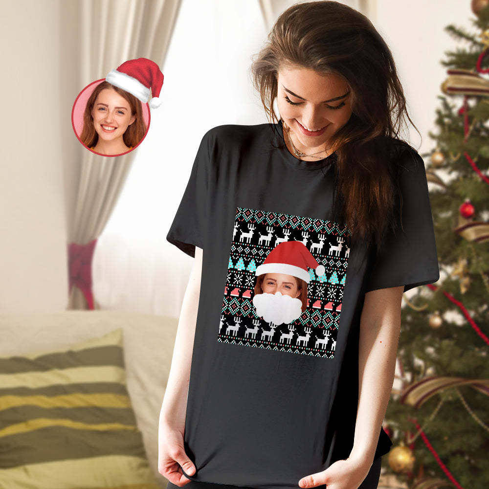 Custom Face T-shirt Santa Christmas Gifts - My Photo Socks AU