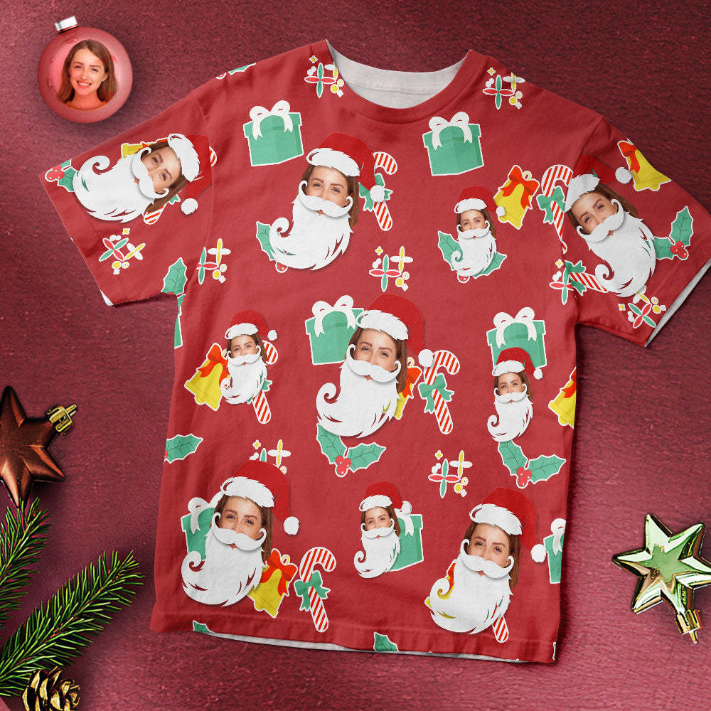 Custom Face T-shirt Christmas Bell Personalized Christmas Gifts - My Photo Socks AU