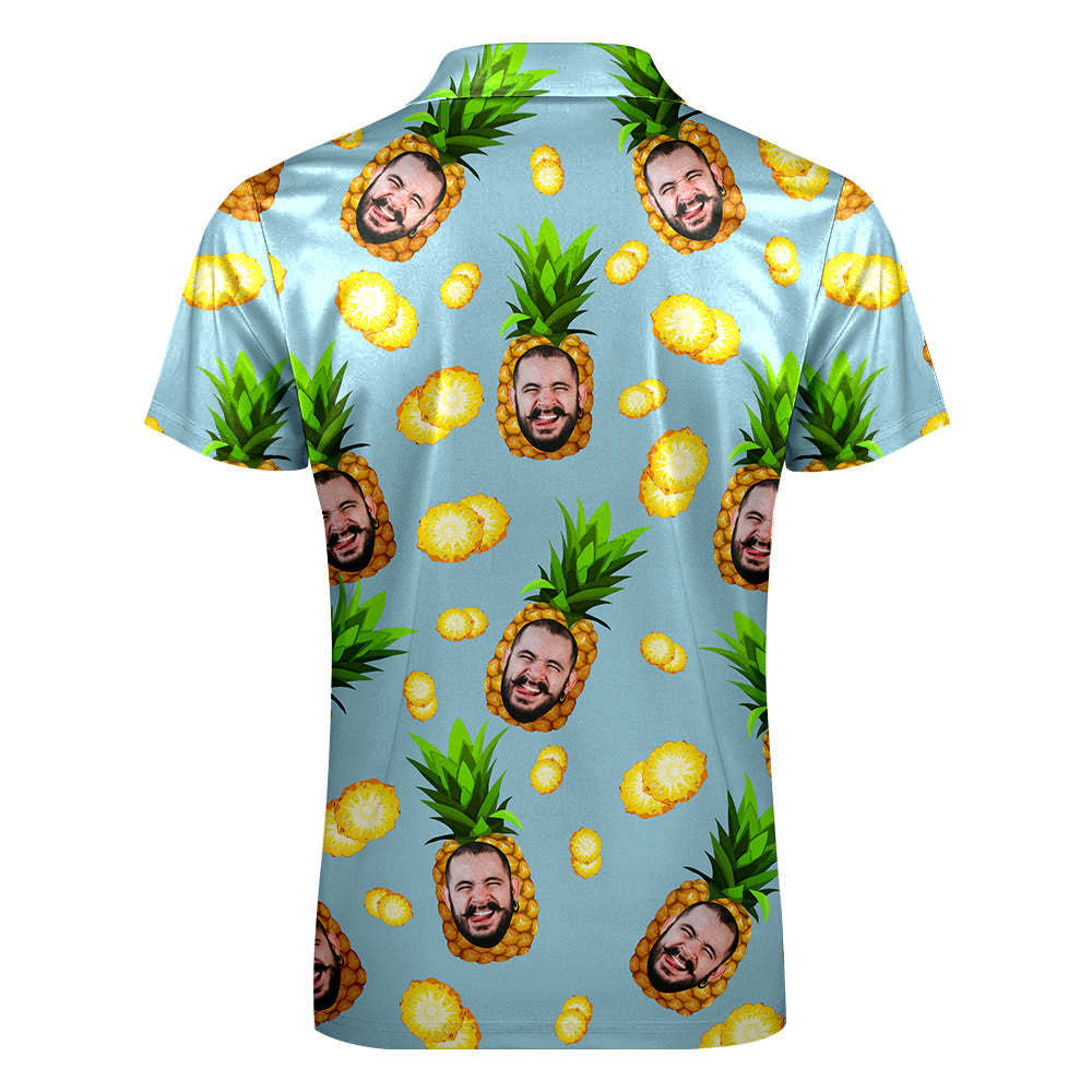 Custom Face Polo Shirt with Zipper Personalized Funny Pineapple Pattern Men's Polo Shirt - My Photo Socks AU
