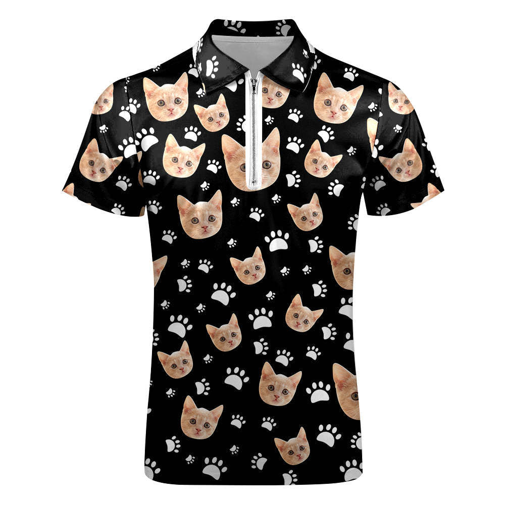 Custom Face Polo Shirt with Zipper Men's Polo Shirt for Pet Lovers - My Photo Socks AU