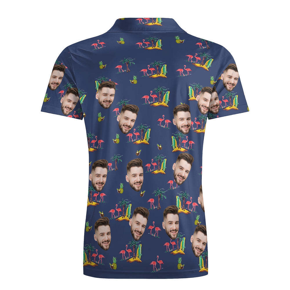 Men's Custom Face Shirt Personalized Golf Shirts For Him Coconut Flamingo - My Photo Socks AU