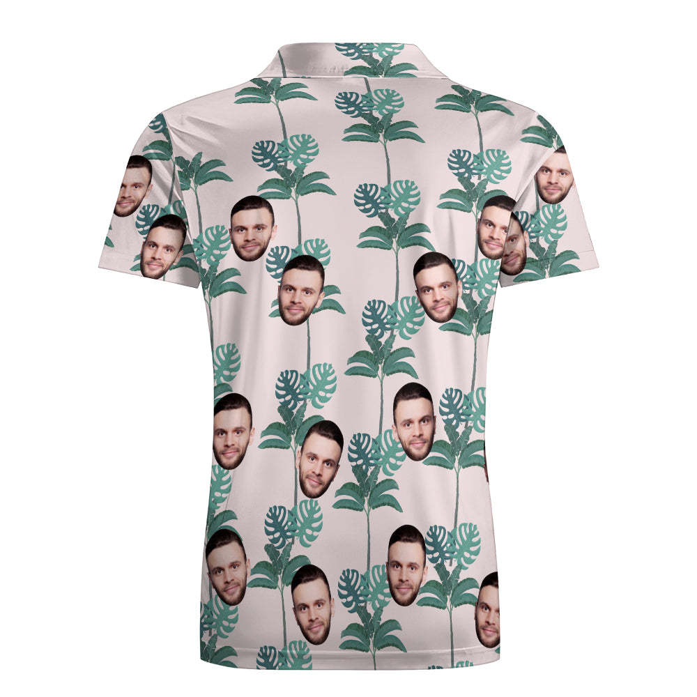 Men's Custom Face Shirt Personalized Golf Shirts For Him Coconut Palm - My Photo Socks AU