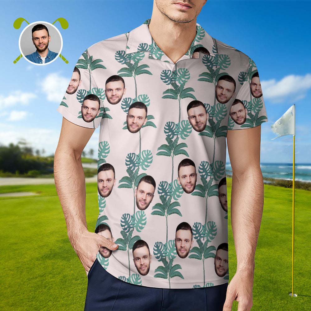Men's Custom Face Shirt Personalized Golf Shirts For Him Coconut Palm - My Photo Socks AU