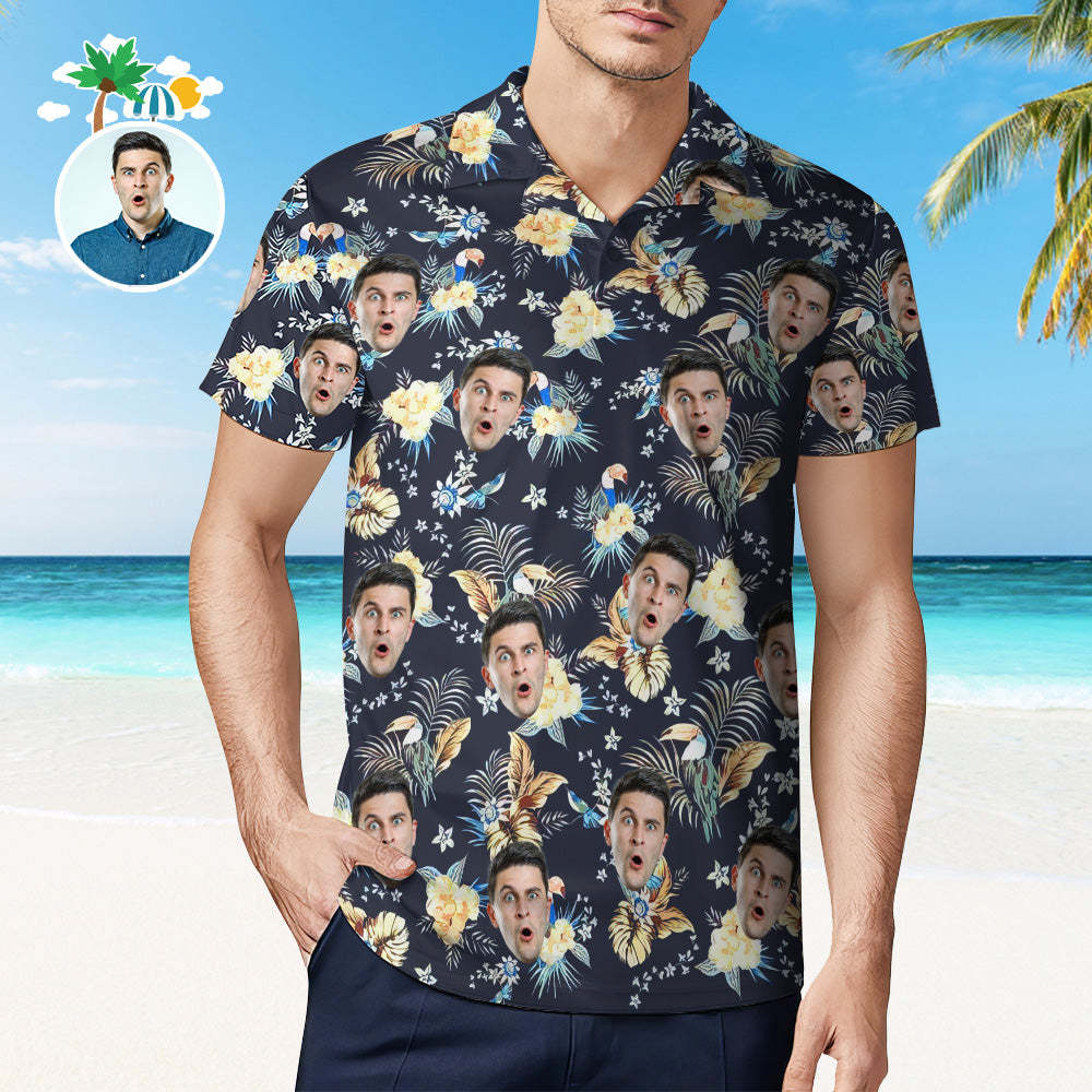 Men's Custom Face Shirt Personalized Golf Shirts For Him Tropical Print - My Photo Socks AU