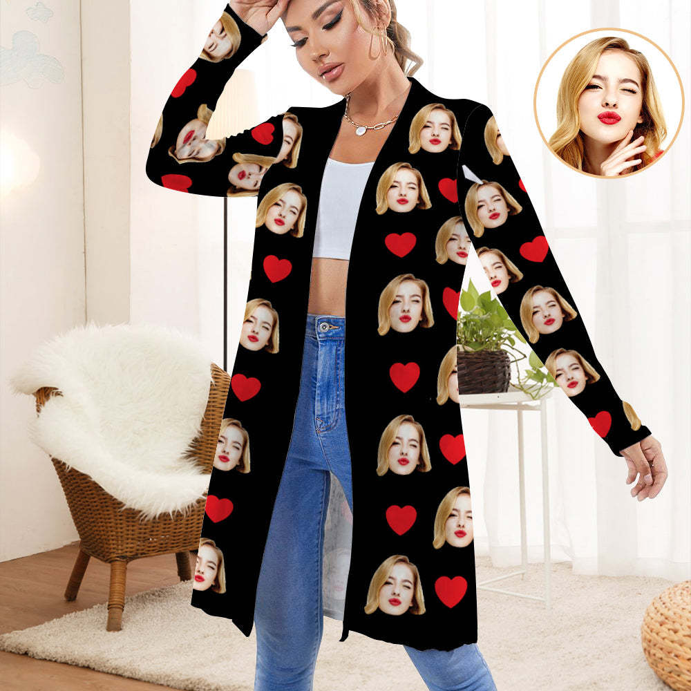 Personalized Cardigan Women Open Front Cardigans Long Sleeve Top - My Photo Socks AU
