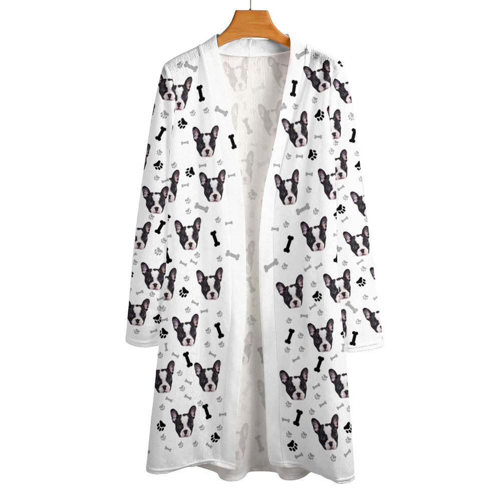Personalized Cardigan Women Open Front Long Sleeve Cardigans Gifts for Pet Lovers - My Photo Socks AU