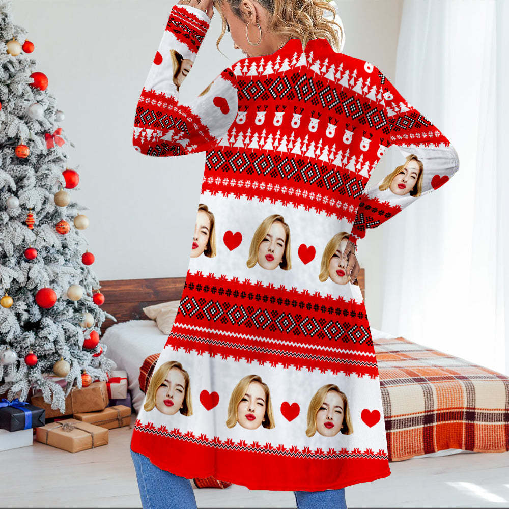 Personalized Christmas Cardigan Women Open Front Cardigans for Christmas Gifts - My Photo Socks AU