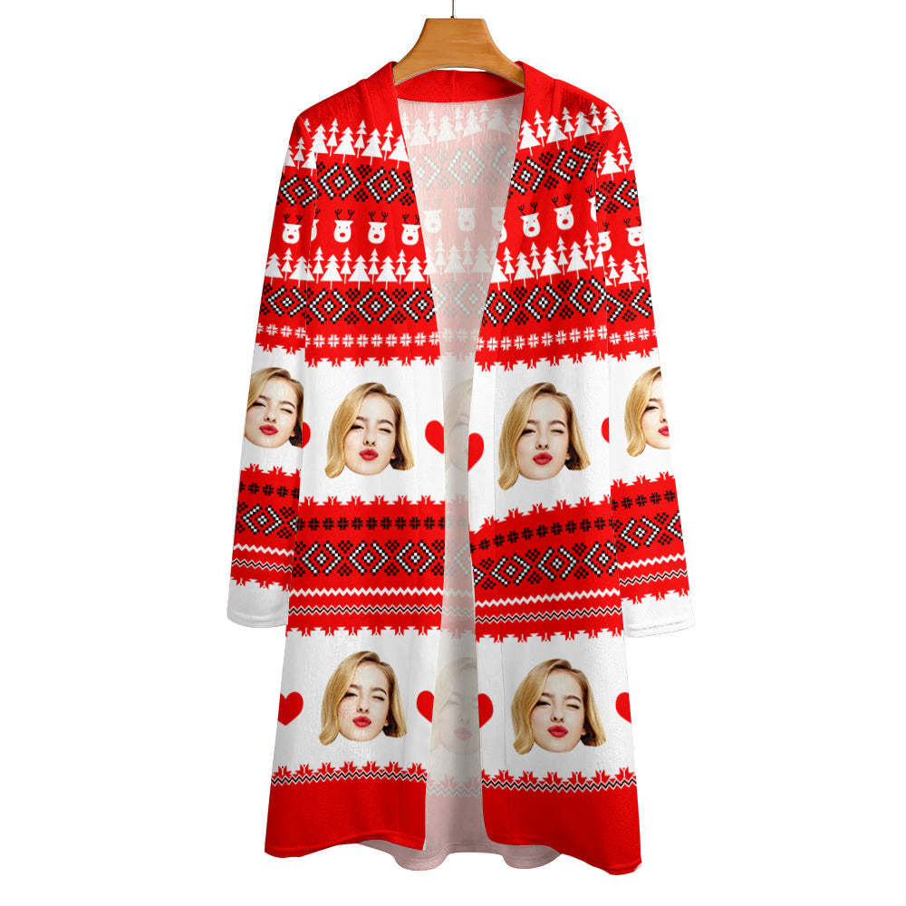 Personalized Christmas Cardigan Women Open Front Cardigans for Christmas Gifts - My Photo Socks AU