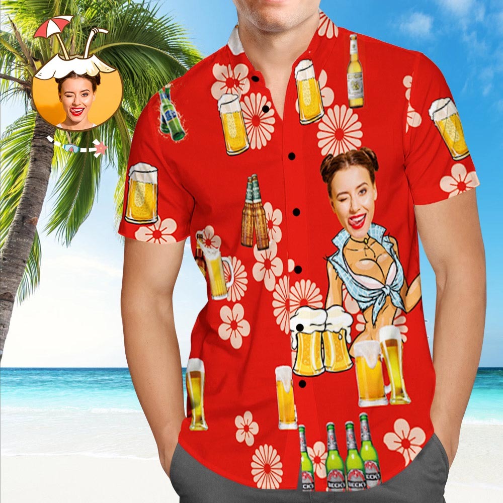 Custom Dog Face Hawaiian Shirt Custom Hawaiian Shirt with Photo Button Down Beach Shirts - My Photo Socks AU