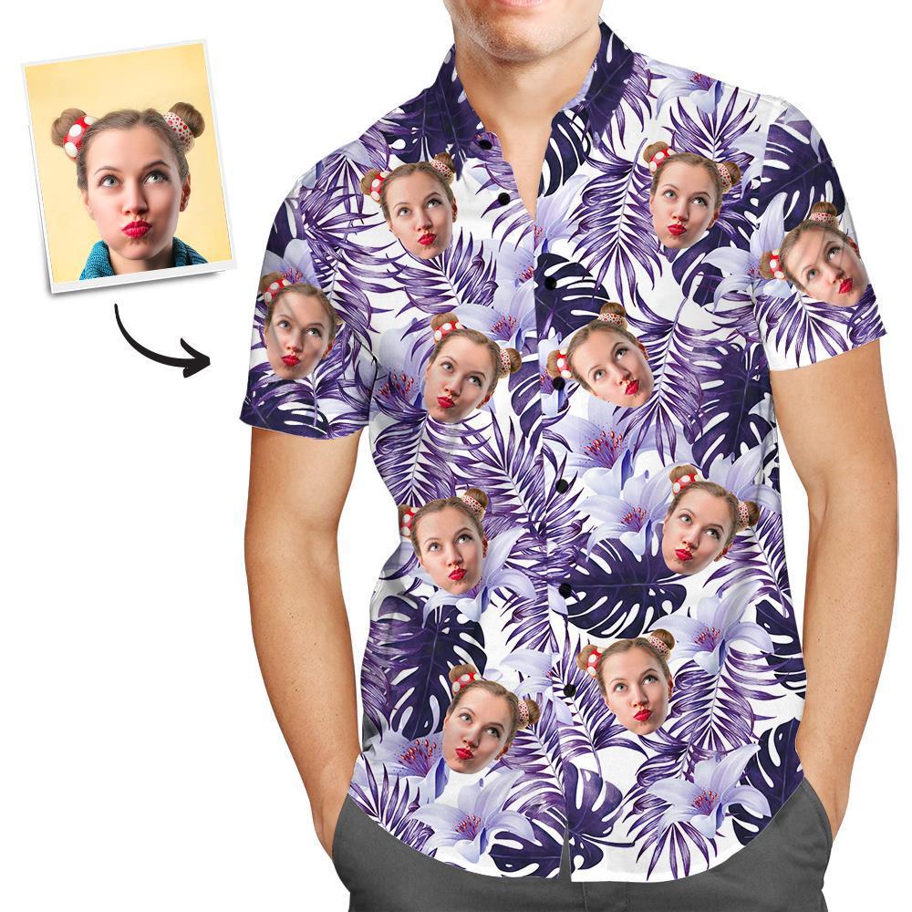 Custom Hawaiian Shirts Purple Rainforest Leaves Online Preview Personalized Aloha Beach Shirt For Men - My Photo Socks AU