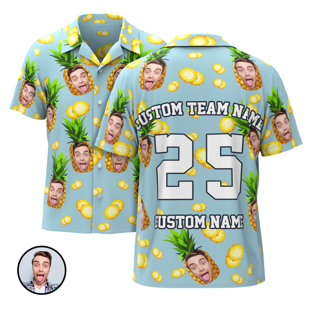 Custom Printed Hawaiian Shirt for Fans Personalized Face and Text Hawaiian Shirt Gift for fans - Funny Pineapple