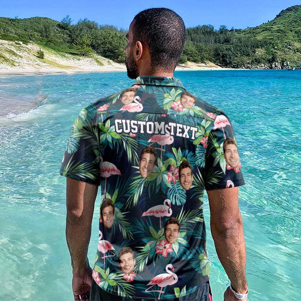 Custom Face Online Preview Hawaiian Shirts Colorful Flamingo Aloha Beach Shirt For Men - My Photo Socks AU
