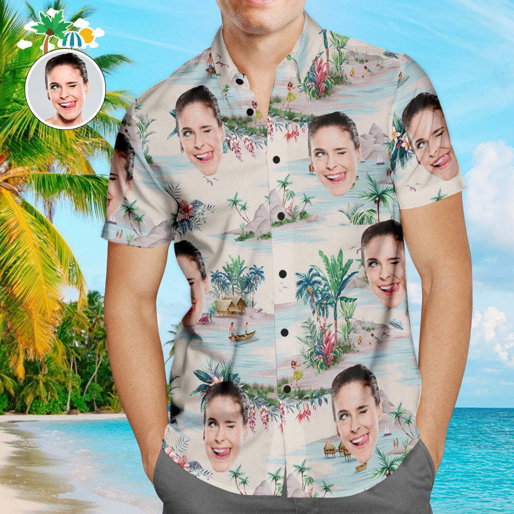 Custom Hawaiian Shirts Mountains and Rivers Online Preview Aloha Beach Shirt For Men - My Photo Socks AU