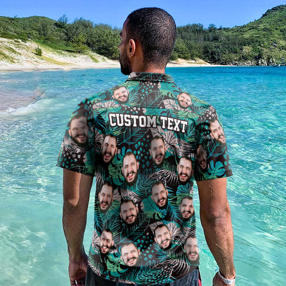 Custom Hawaiian Shirts Muti-face Design Summer Leaves Online Preview Personalized Aloha Beach Shirt For Men - My Photo Socks AU