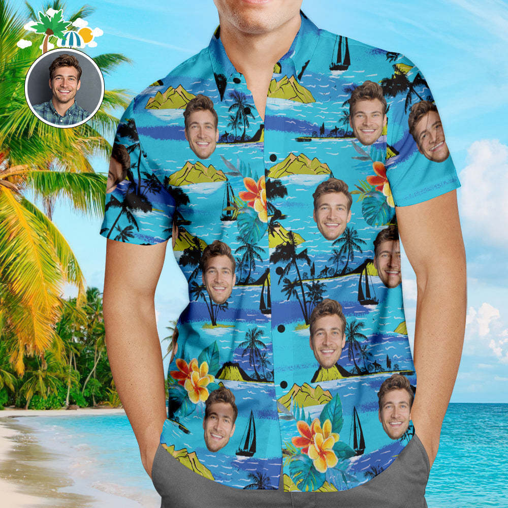 Custom Hawaiian Shirts Mountains Online Preview Personalized Aloha Beach Shirt For Men - My Photo Socks AU