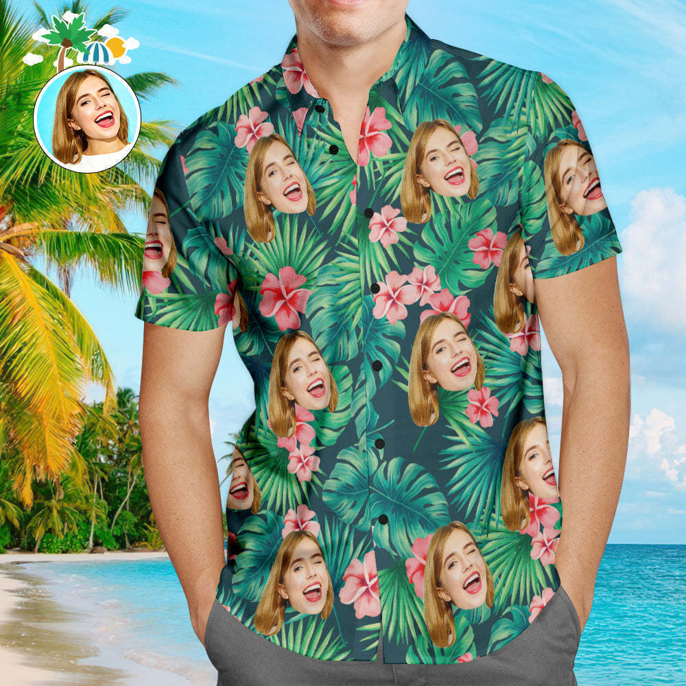 Custom Hawaiian Shirts Red Flowers Design Online Preview Personalized Aloha Beach Shirt For Men - My Photo Socks AU