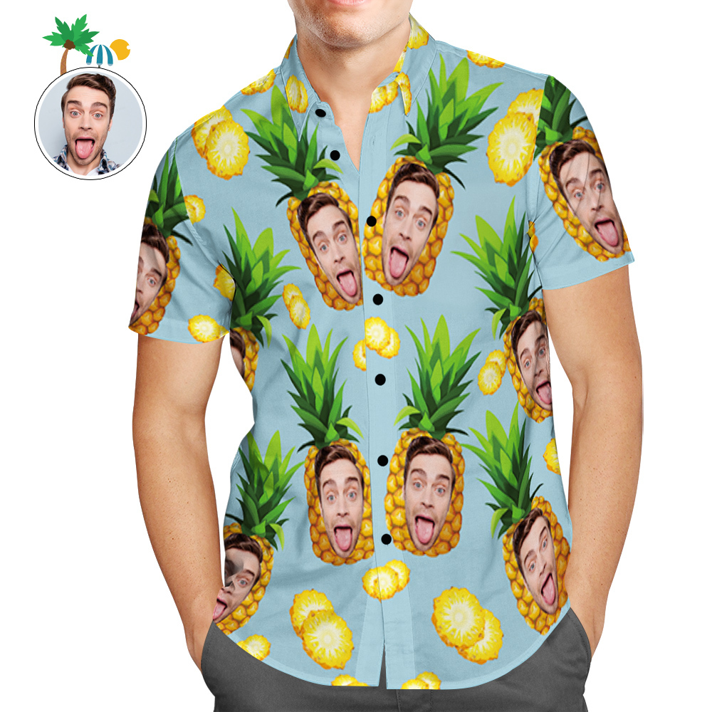 Custom Hawaiian Shirts Blue Funny Pineapple Online Preview Personalized Aloha Beach Shirt For Men