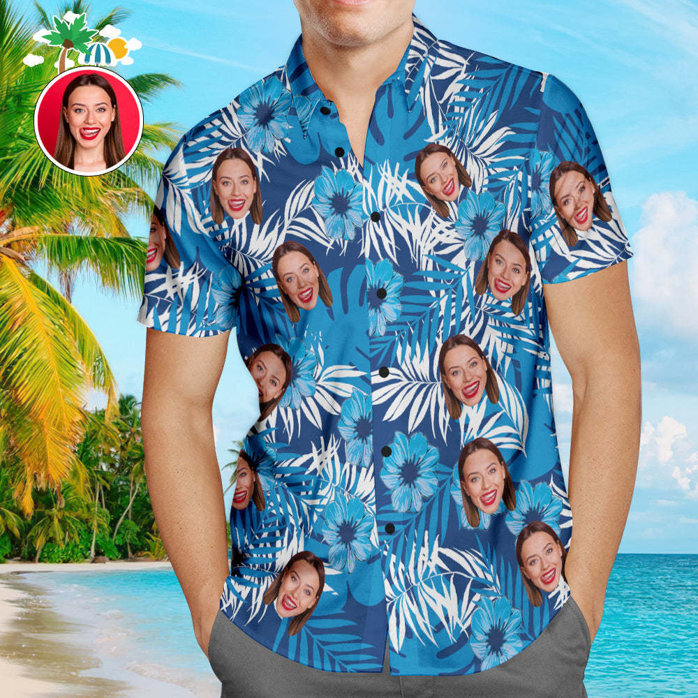 Custom Hawaiian Shirts Flowers and Leaves Design Online Preview Personalized Aloha Beach Shirt For Men - My Photo Socks AU