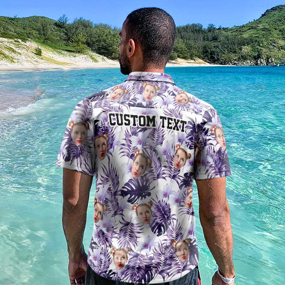Custom Hawaiian Shirts Purple Rainforest Leaves Online Preview Personalized Aloha Beach Shirt For Men - My Photo Socks AU