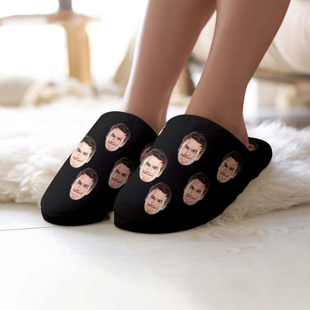 Custom Face Women's and Men's Slippers Personalized Casual House Shoes Indoor Outdoor Bedroom Cotton Slippers - My Photo Socks AU