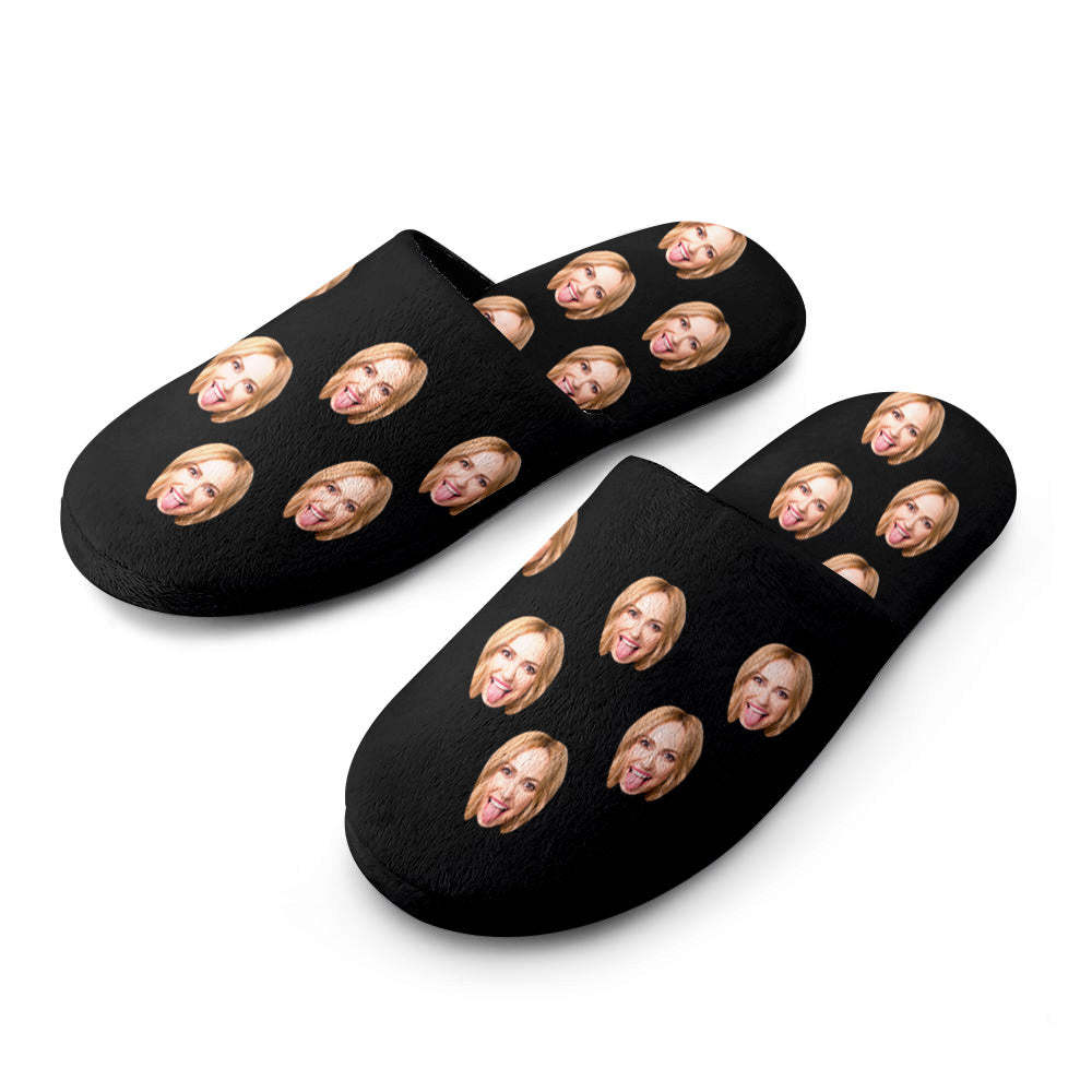 Custom Face Women's and Men's Slippers Personalized Casual House Shoes Indoor Outdoor Bedroom Cotton Slippers - My Photo Socks AU