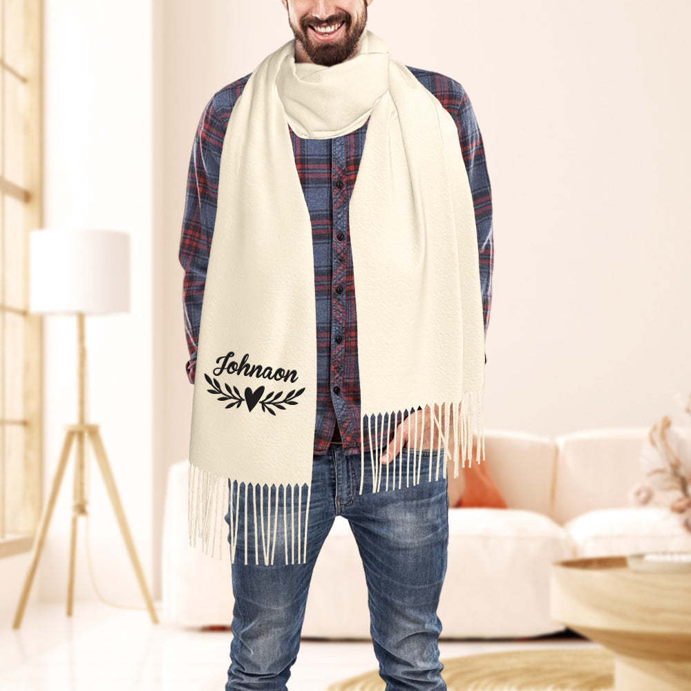 Personalized Embroidery Scarf Custom Name Scarf Soft Warm Fringe Shawl Gift for Her - My Photo Socks AU