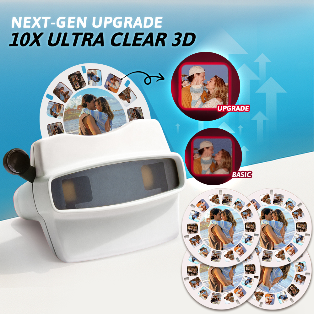 Custom Upgrade 3D Viewfinder and Reel – Personalized Gift with your own photos Text and Photo Viewer Multiple Films Available Valentine's Day Gifts - MyPhotoSocksAu