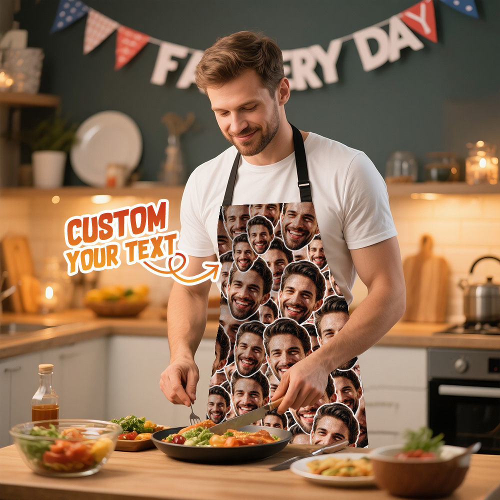 Custom Face Photo Mash Apron Fathers Day Apron Gift - MyPhotoSocksAu