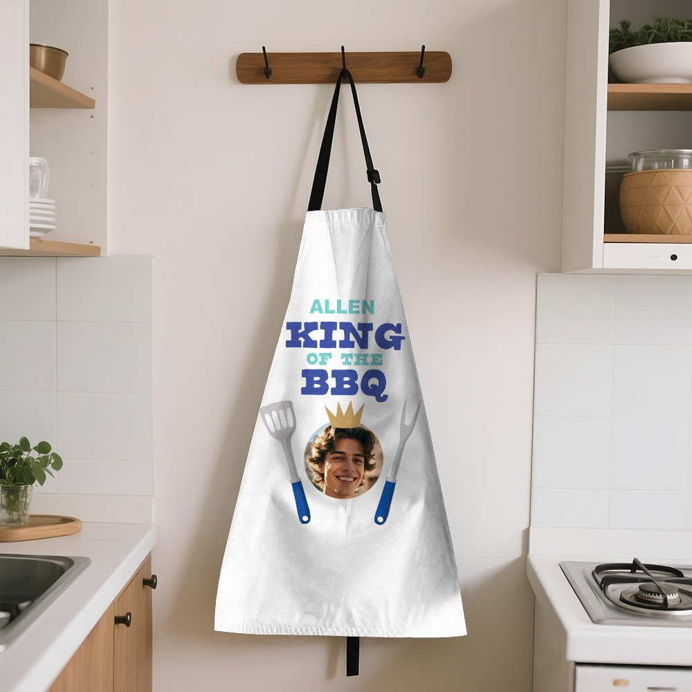 Custom Face Photo Apron Personalized KING OF THE BBQ Fathers Day Apron Gift - MyPhotoSocksAu
