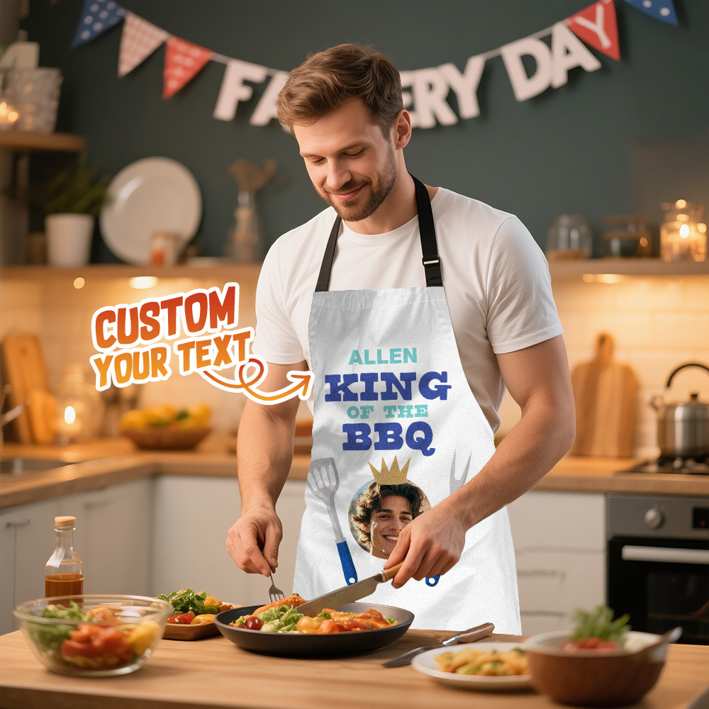 Custom Face Photo Apron Personalized KING OF THE BBQ Fathers Day Apron Gift - MyPhotoSocksAu