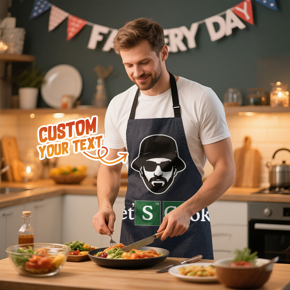 Custom Face Photo Apron Personalized Lets Cook Vintage Apron Gift For Dad Gradnpa - MyPhotoSocksAu