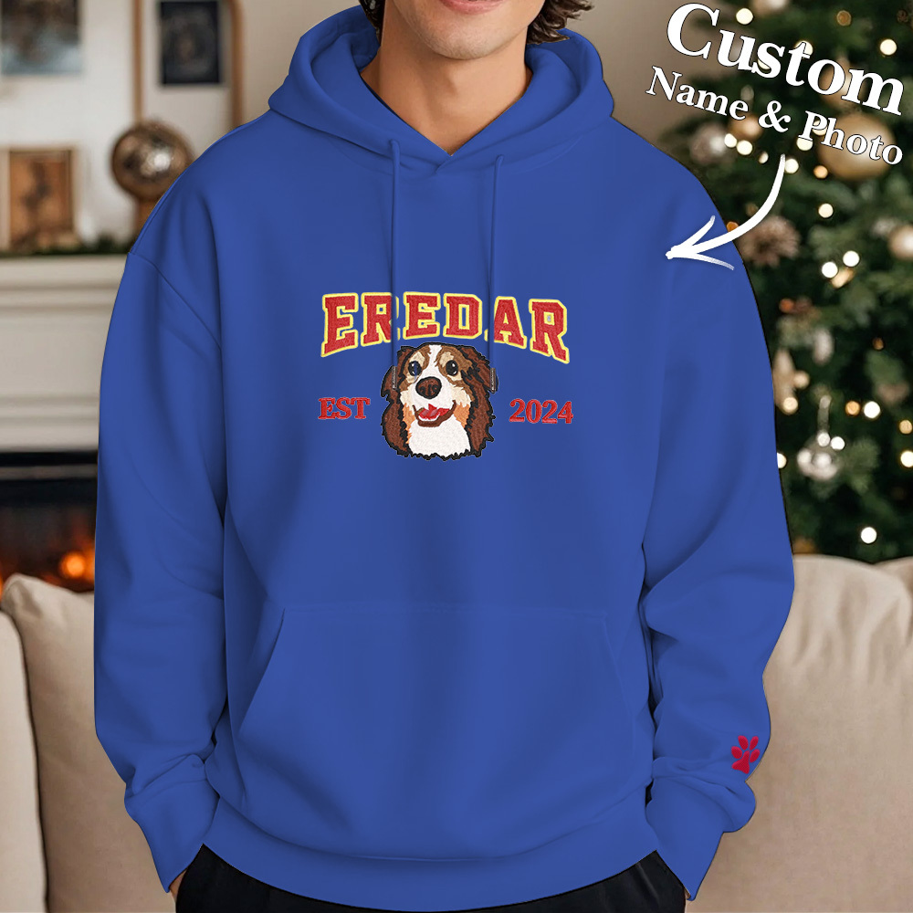 Custom Embroidered Sweatshirt With Pet Portrait Chrismas Gifts Embroidery Effect - MyPhotoSocksAu
