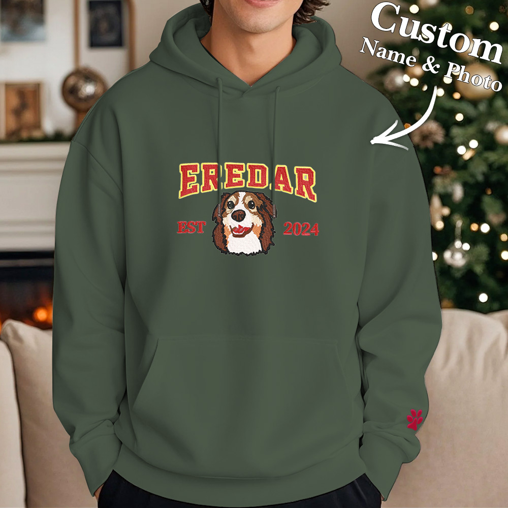 Custom Embroidered Sweatshirt With Pet Portrait Chrismas Gifts Embroidery Effect - MyPhotoSocksAu