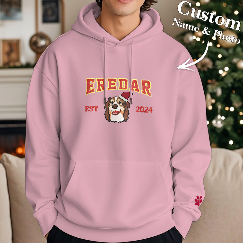 Custom Embroidered Sweatshirt With Pet Portrait Chrismas Gifts Embroidery Effect - MyPhotoSocksAu