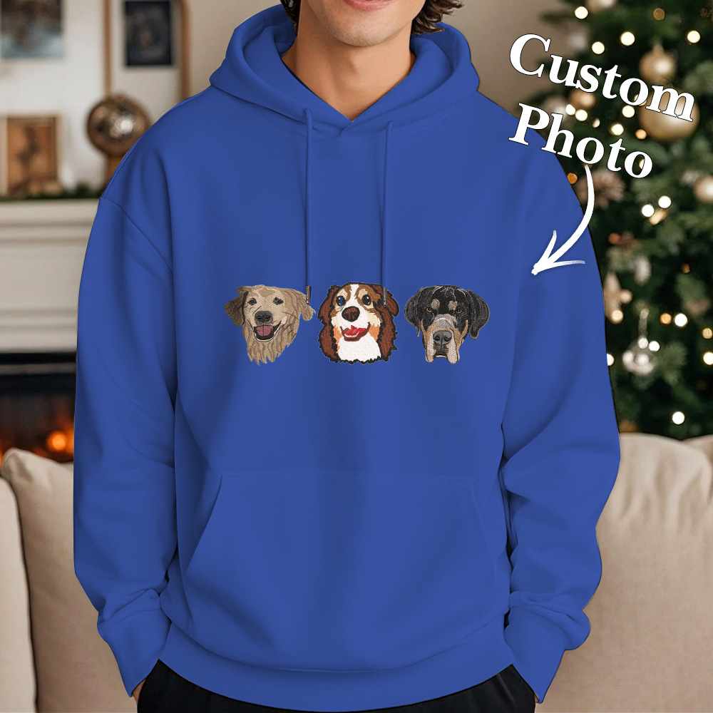 Custom Embroidered Sweatshirt With Pet Portrait Christmas Gifts Embroidery Effect for Dog Lovers - MyPhotoSocksAu