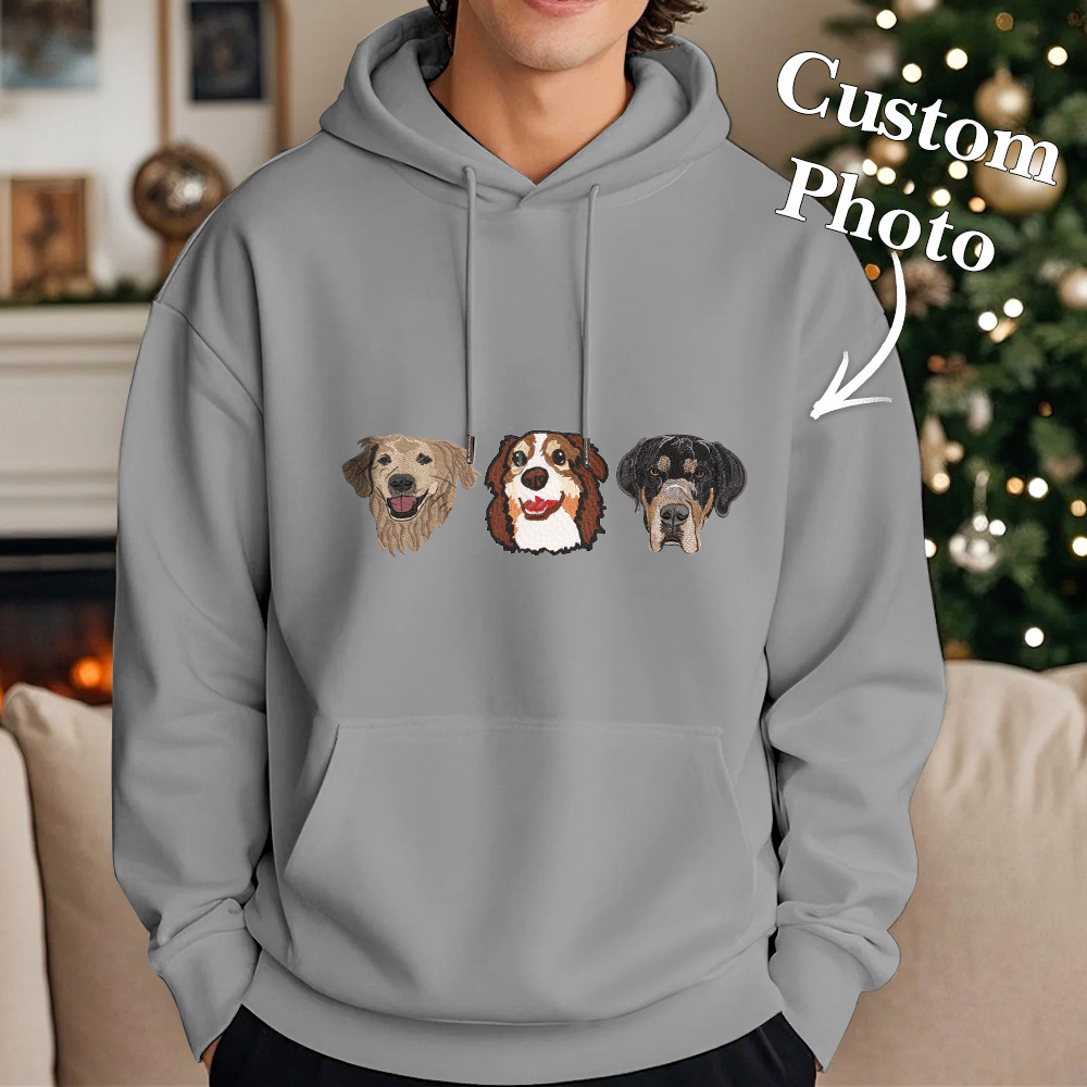 Custom Embroidered Sweatshirt With Pet Portrait Christmas Gifts Embroidery Effect for Dog Lovers - MyPhotoSocksAu