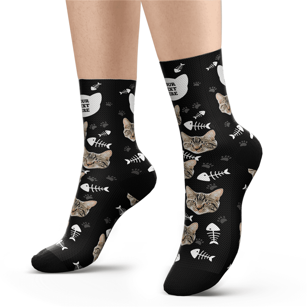 Custom Photo Socks Cat Socks With Text Personalised Gifts