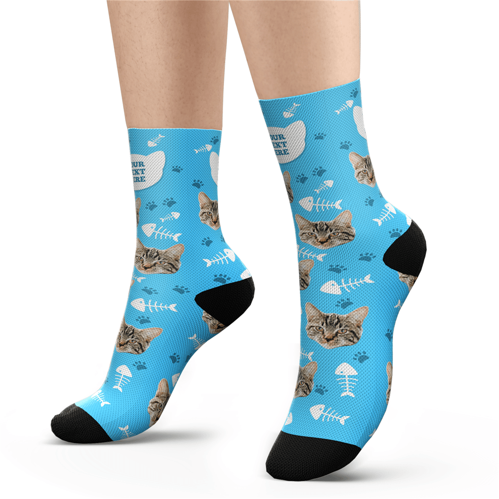 Custom Cat Socks With Your Text - MyPhotoSocksAU