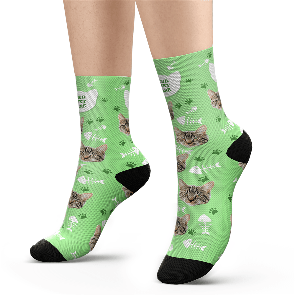 Custom Cat Socks With Your Text - MyPhotoSocksAU