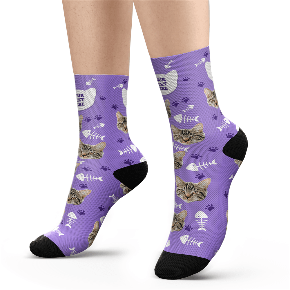 Custom Cat Socks With Your Text - MyPhotoSocksAU