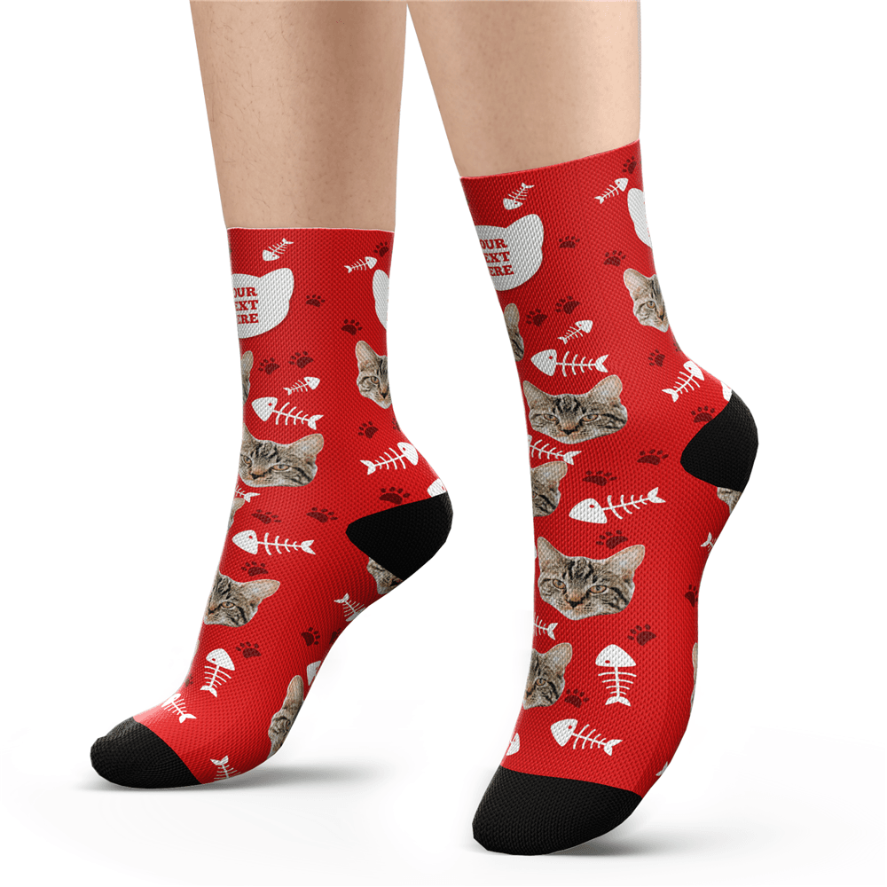 Custom Cat Socks With Your Text - MyPhotoSocksAU