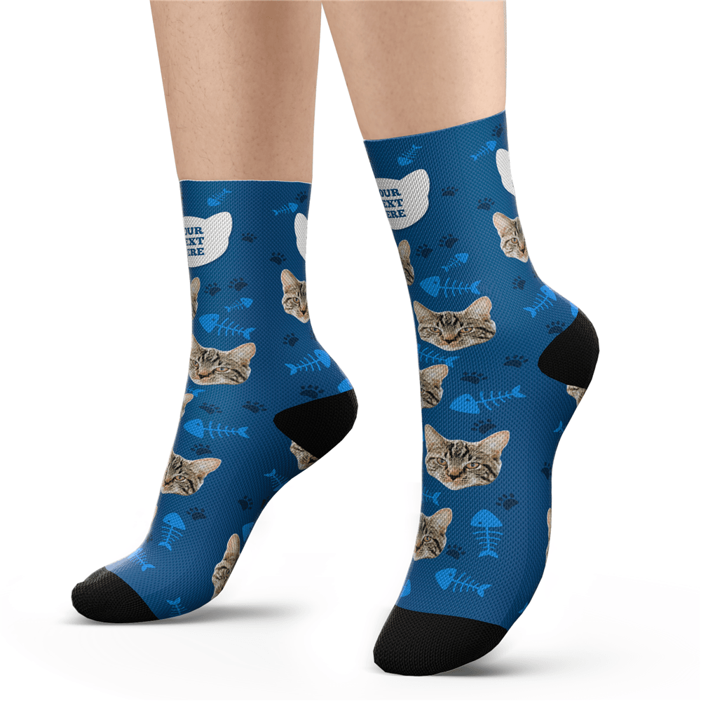 Custom Cat Socks With Your Text - MyPhotoSocksAU