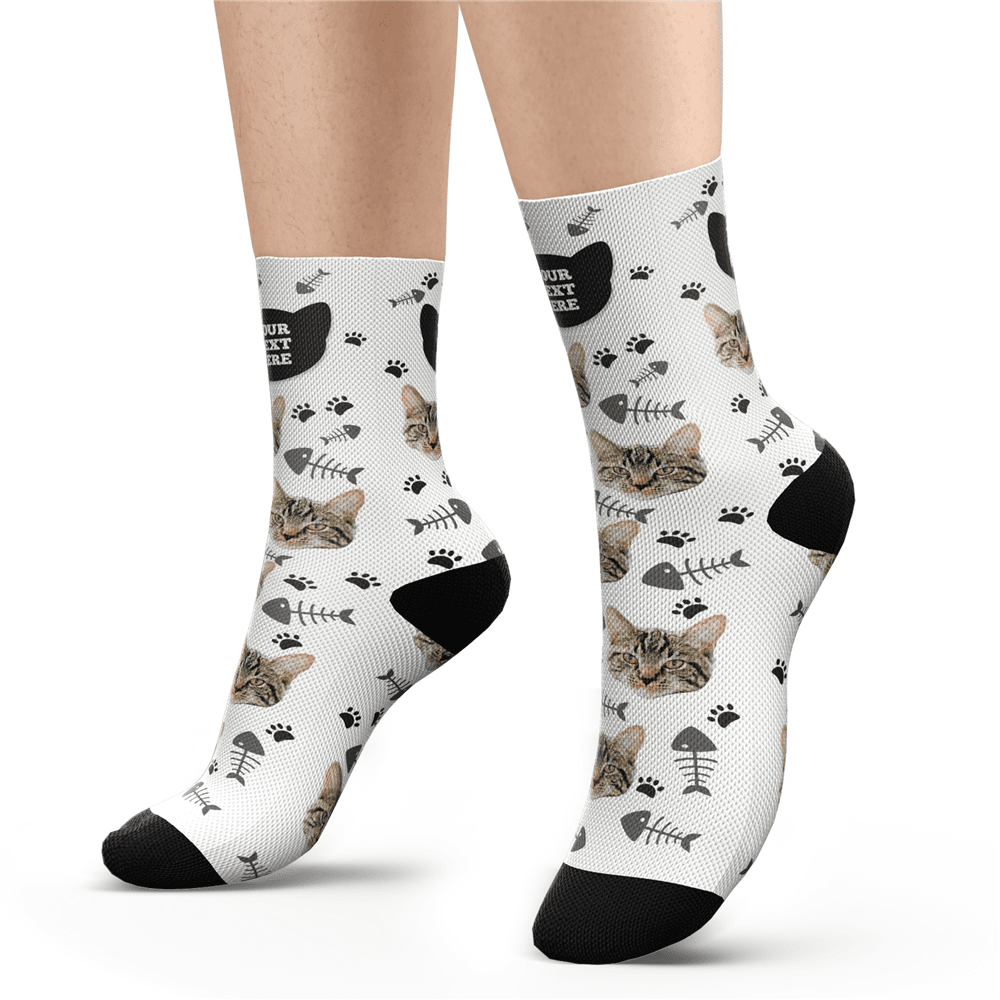 Custom Cat Socks With Your Text - MyPhotoSocksAU