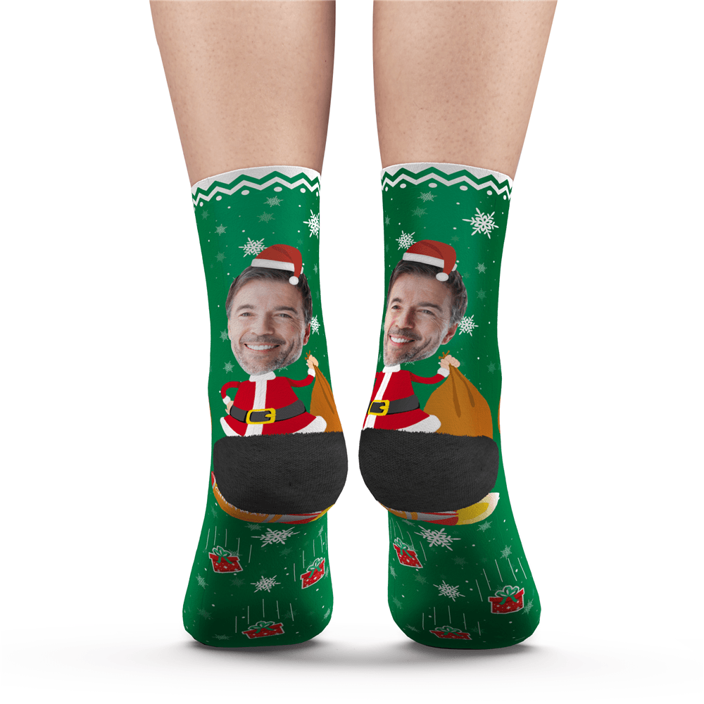 Custom Photo Socks Christmas Dog With Your Text - MyPhotoSocks